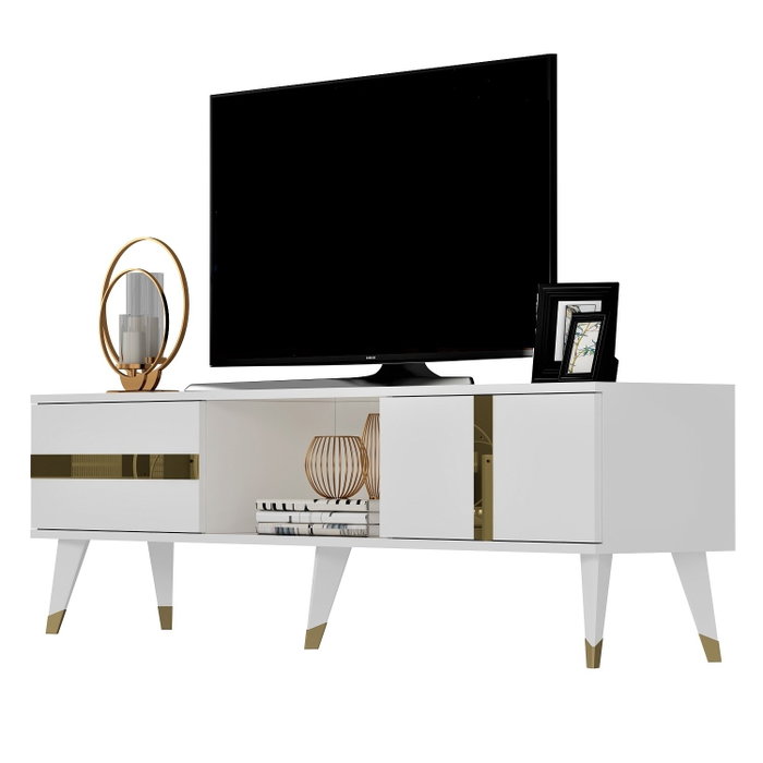 Hanah Home Soporte de TV Vania Blanco y Dorado Hanah Home Soporte de TV Vania Blanco y Dorado